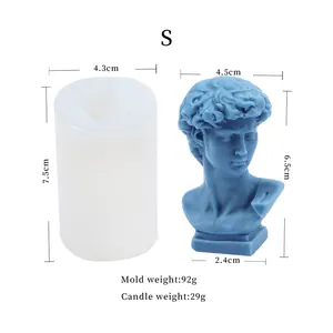 Detailed dimensions and weight specifications for David bust silicone candle mold