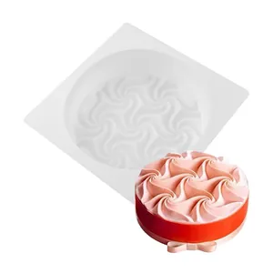 Stampo Silicone Torta Mousse Ondulazione Acqua Fiore Spirale Strumento Pasticceria Francese DIY Bianco Tondo Minimalista