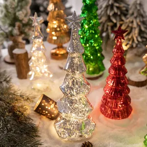 Eleganti ornamenti natalizi in vetro luminoso a LED per decorazioni da tavolo festive