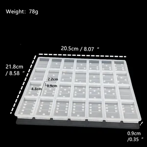 Clear silicone domino mold for resin casting with precise dimension and weight details