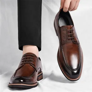 Zapatos Derby clásicos de cuero bruñido para hombre, estilo formal de negocios y bodas