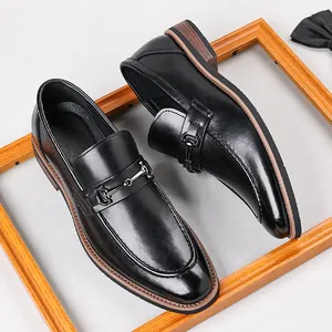 Men's Formal Dress Shoes Business Casual Recycled Leather Horsebit Loafers Wedding Party Derby Shoes Breathable Rubber Sole For Men