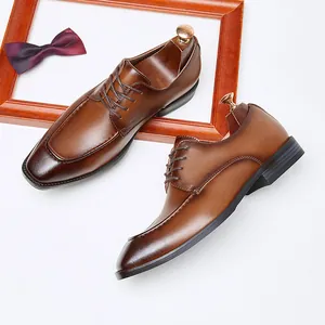 British Vintage Men Derby Shoes Square Toe Business Formal Wedding Dress Shoes Microfiber Leather Lace-Up Office Casual Shoes