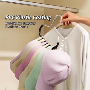 Cintre organisateur de chapeaux en métal antidérapant en S avec revêtement PVC protecteur