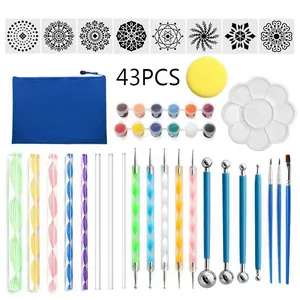 Mandala rock painting kit 43pcs dotting tools set for art craft DIY painting supplies.