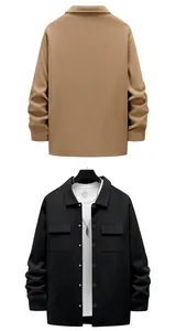 Front and back detail of a men's heavyweight workwear jacket with turn-down collar