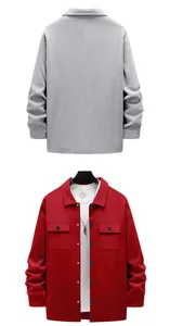 Men's heavyweight American workwear long sleeve casual jacket with lapel and buttons
