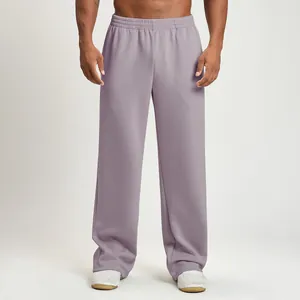 Premium men's stylish lavender wide-leg joggers for sports and casual lounge wear