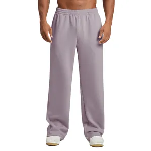 Men's fashionable loose wide-leg joggers in dusty lavender for sports and casual wear