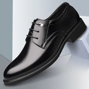 Chaussures de Ville pour Hommes en Cuir Professionnelles Augmentation Interne de la Taille Cuir de Vache Respirantes Ajourées Style Coréen Hommes