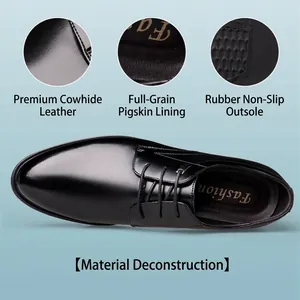Chaussures formelles noires pour hommes en cuir de vachette avec semelle antidérapante