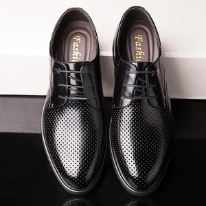 Chaussures richelieu classiques en cuir noir respirant pour homme style business