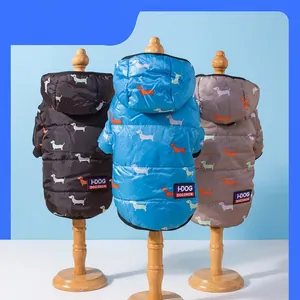 Winter Dog Coat Padded Warm Pet Clothes Hooded Dachshund Print Polycotton Windproof Jacket Small Medium Large Dogs