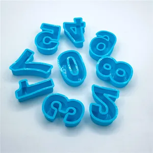 Professional blue 4-inch silicone number molds set for birthday cake baking and resin art