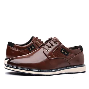 Polished brown leather men's oxford shoes for work and formal fashion