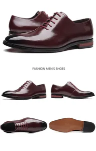 Vues détaillées sous plusieurs angles de chaussures habillées bordeaux pour hommes