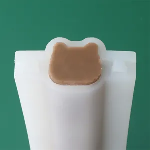 Top view detail of silicone cat head tube mold for DIY soap making