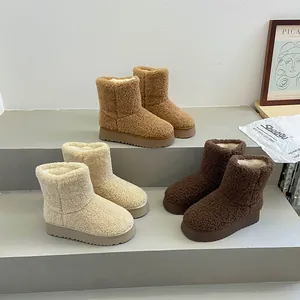 Stivali da Neve da Donna Platform Inverno Fodera in Pelliccia Sintetica Slip-On Scarpe di Cotone Calde per Outdoor Casual Quotidiano