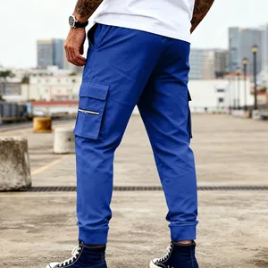 Pantalones cargo azul real para hombre con bolsillos para deporte y tiempo libre