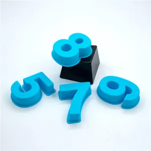 Light blue 4-inch silicone number cake molds for birthday baking and DIY decoration