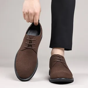 Men British Style Pointed Toe Derby Shoes Casual Faux Leather Work Shoes Large Size Lace-up Formal Business Casual Footwear