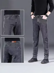 Jeans da uomo elasticizzati vestibilità slim dritta in grigio lavato