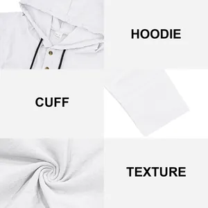 Vues détaillées du sweat à capuche en lin blanc : capuche, poignets et texture respirante