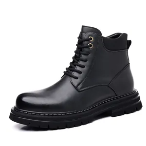 Bottines de travail noires pour hommes de style rétro Martin avec semelle durable