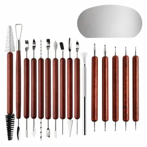 17pcs pottery clay sculpting tools set with wood handle carving knives craft kit