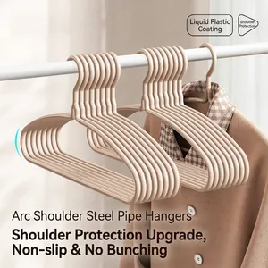 Thickened Steel Core Clothes Hanger With PE Coating Shoulder Protection Anti Bulge Non Slip Hanger For Wardrobe Storage Organization