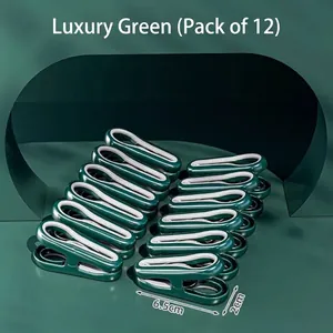 Lot de 12 pinces à linge professionnelles en plastique vert foncé coupe-vent pour chaussettes