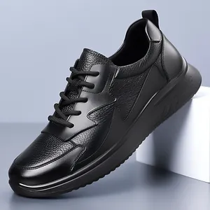 Ανδρικά Casual Sneakers από Δέρμα Βοδιού Κορυφαίας Ποιότητας Ελαφριά Αντιολισθητικά Μαλακή Σόλα Παπούτσια Πεζοπορίας Μαύρο Καφέ