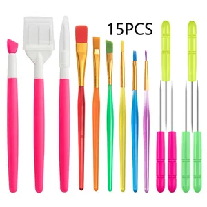 Juego completo de 15 herramientas coloridas para esculpir cerámica y arcilla fina