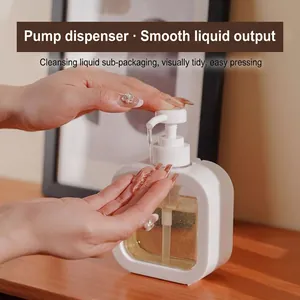Modern Minimalist Refillable Pump Bottle For Shampoo Shower Gel Detergent Transparent Liquid Dispenser Plastic Storage Bottle