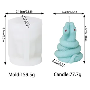 Dimensioni e peso dello stampo in silicone per candela a serpente 3D e candela finita