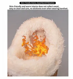 Detail shot of ultra-soft plush warm inner lining for kids' cozy winter slippers