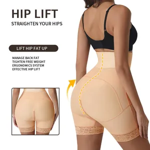 Guaina contenitiva a vita alta con bordo in pizzo ed effetto sollevamento glutei donna