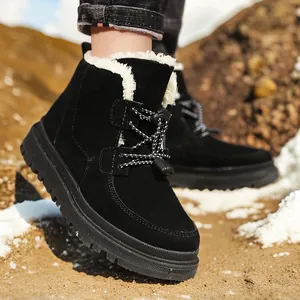 Kinder Winter Schneestiefel Jungen Mädchen Warmes Kunstpelzfutter Thermische Outdoor Wanderstiefel Rutschfeste Gummisohle Baumwollschuhe