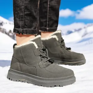 Graue Kinder-Winter-Schneestiefel mit warmem Fellfutter und rutschfester Profilsohle