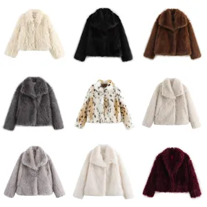 Multiple color options for stylish faux fur coats with lapel collar for autumn