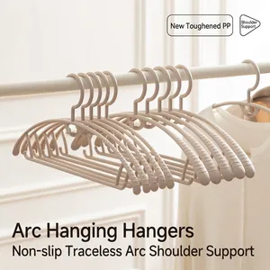 PP Plastic Arc Shoulder Hangers Non Slip Seamless Wardrobe Storage Support For Coats Sweaters Clothes Drying Space Saving Home Organizer
