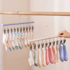 Tendedero de Acero Inoxidable Con Clips Multifuncionales Percha de Lavandería Portátil para Calcetines Ropa Interior Ropa de Bebé Organización del Hogar