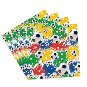 Serviettes en papier jetables sur le thème du football avec motifs ballons et étoiles