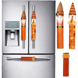 Festive Harvest Thanksgiving gnome refrigerator handle covers set for kitchen appliances