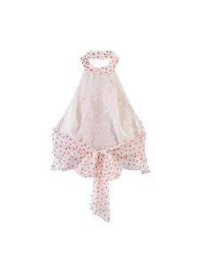 Elegantes Neckholder-Top aus Georgette mit roten Punkten und dekorativer Schleife