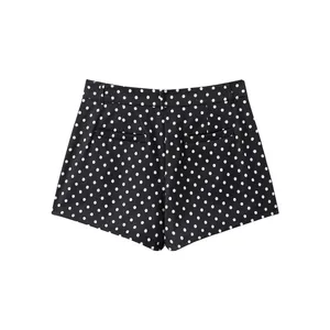 Stylish black and white polka dot mini shorts for women chic high waist summer variant
