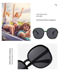 Detail view of stylish oversized retro sunglasses for women with UV protection