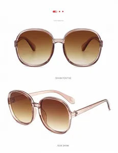 Front and side views of vintage large frame sunglasses with tea gradient lenses