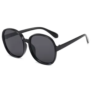 Vintage oversized round frame sunglasses for women in classic black finish