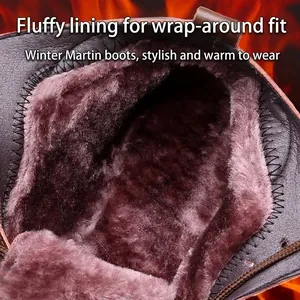 Bottines Martin en cuir pour hommes avec doublure en peluche épaisse pour l'hiver